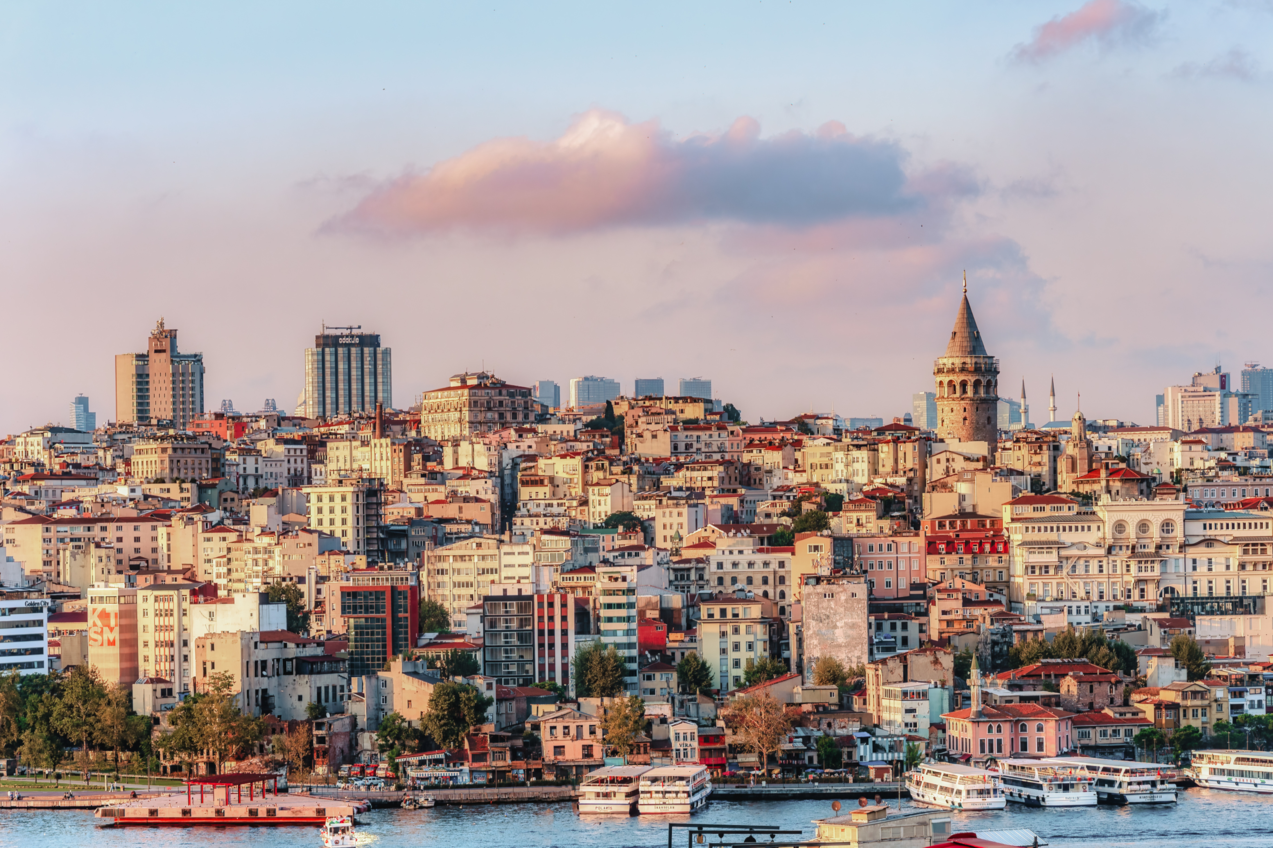 Istanbul Cityscape In Turkey With Galata Tower